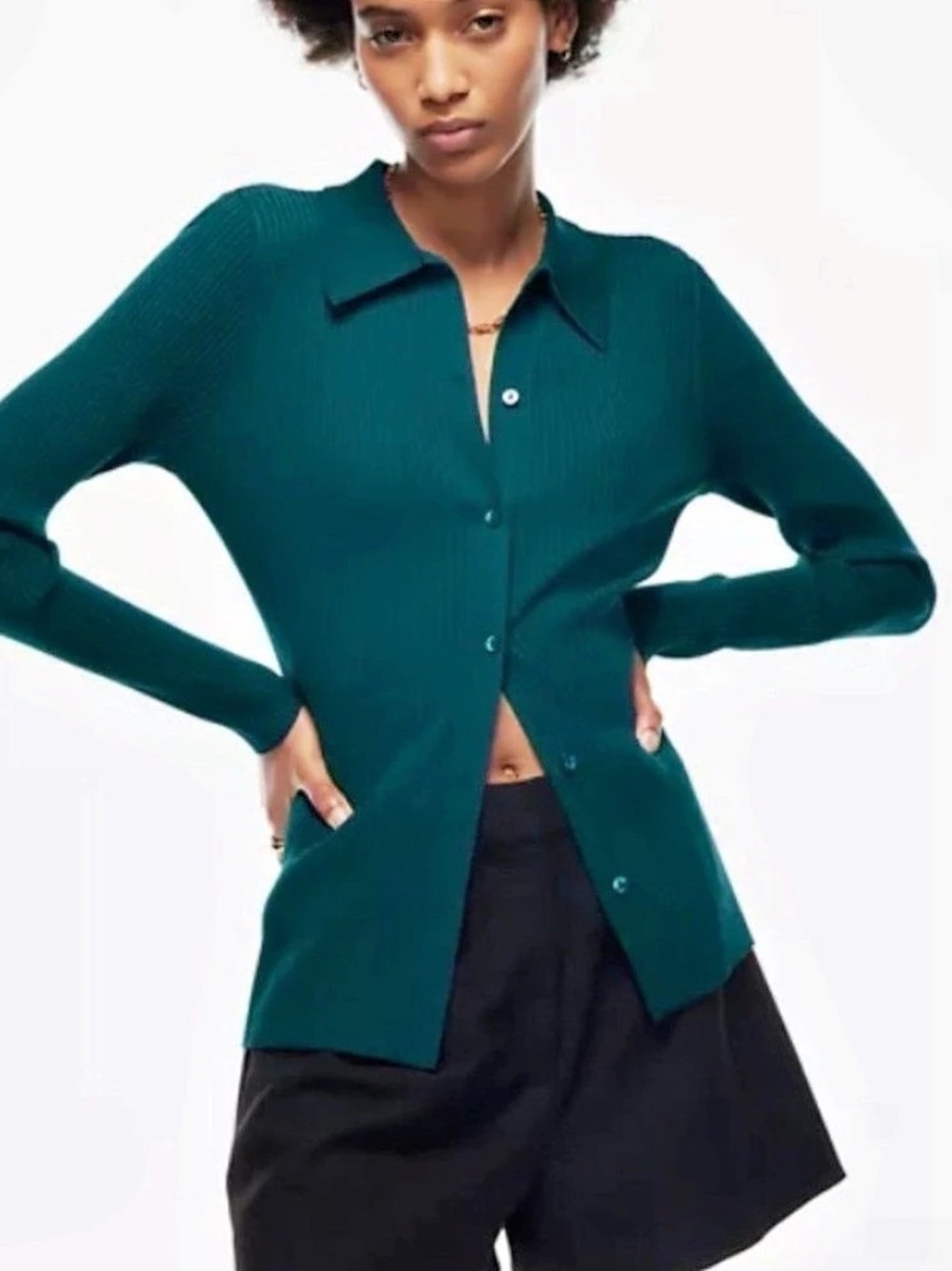 Babaton Finley Sweater Ribbed Button Front Herbage Green 2XS Aritzia #80722
